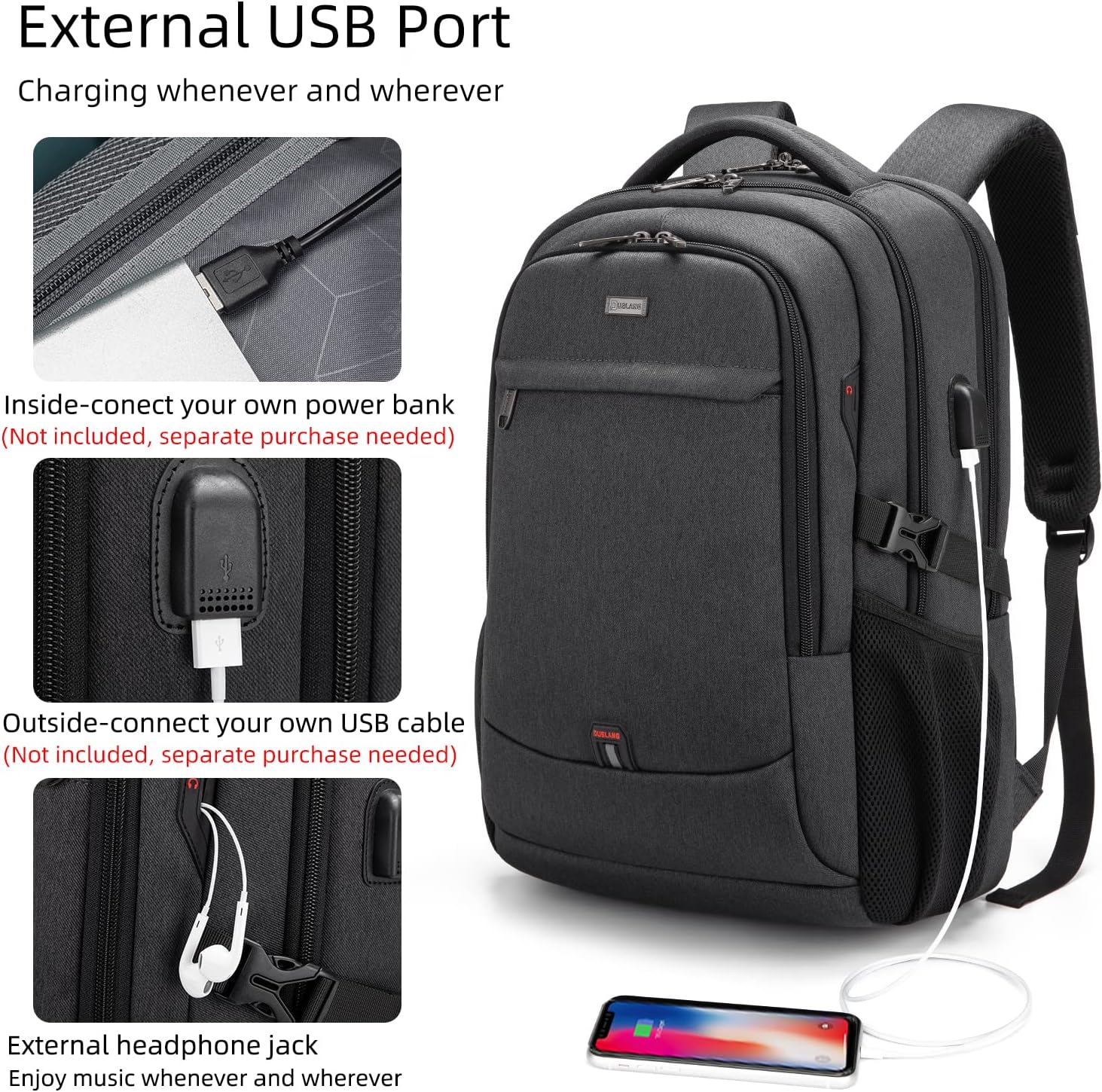 Waterdichte Laptoprugzak met USB-Oplaadpoort en Georganiseerde Vakken voor Dagelijks Werk en Reizen 33-43cm | Sansoti