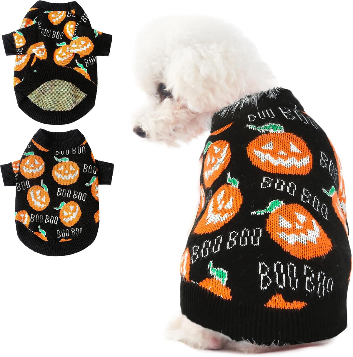 Pumpkin Pattern Knitted Pet Sweater for Dog and Cat, Halloween Winter Warm Festive Comfortable Costume | Sansoti