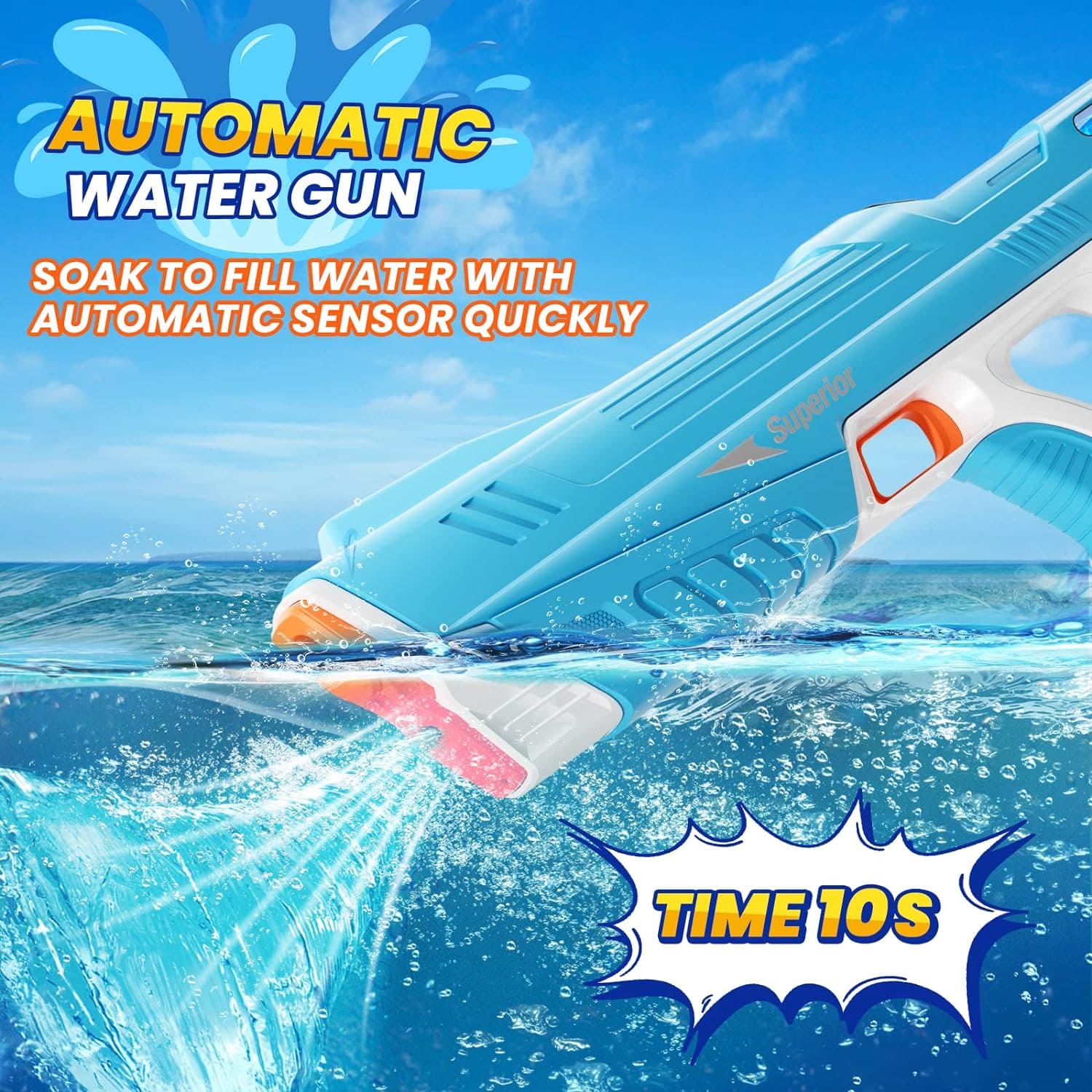 Waterpistool met Groot Bereik 12 Meter – Elektrisch Waterspeelgoed voor Kinderen en Volwassenen met 250+ Schoten Capaciteit | Sansoti