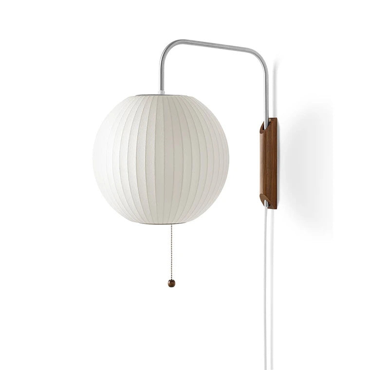 Wandlamp Zijden Kap Walnoot Metaal Wit Woonkamer Slaapkamer | Sansoti