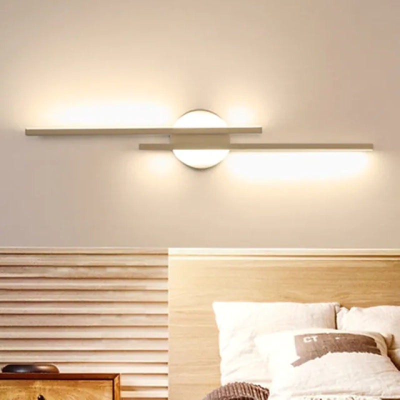 LED Wandlamp Dubbele Lijn 55cm Metaal Zwart Wit Slaapkamer Woonkamer Modern Geometrisch Design Verlichting | Sansoti