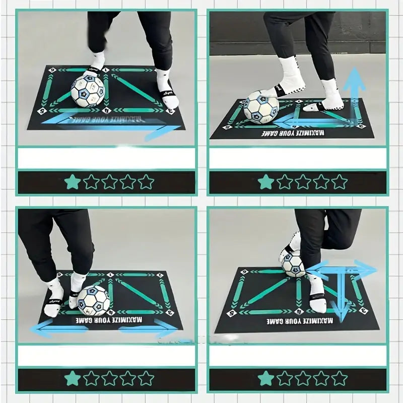 Voetbaltrainingsmat voor Kinderen met Trainingsvideos Grijs Rood 90x60cm Balcontrole Drills Oefenmat Indoor Outdoor Voetbalvaardigheden | Sansoti