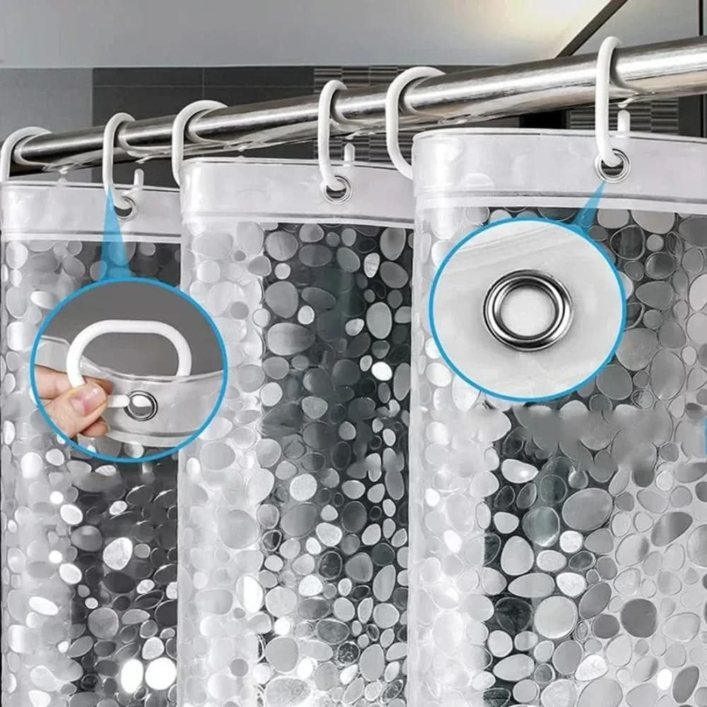 Transparentes Duschvorhang mit Kieselstruktur 180x180cm Wasserdicht Schimmelresistent für modernes Badezimmer | Sansoti