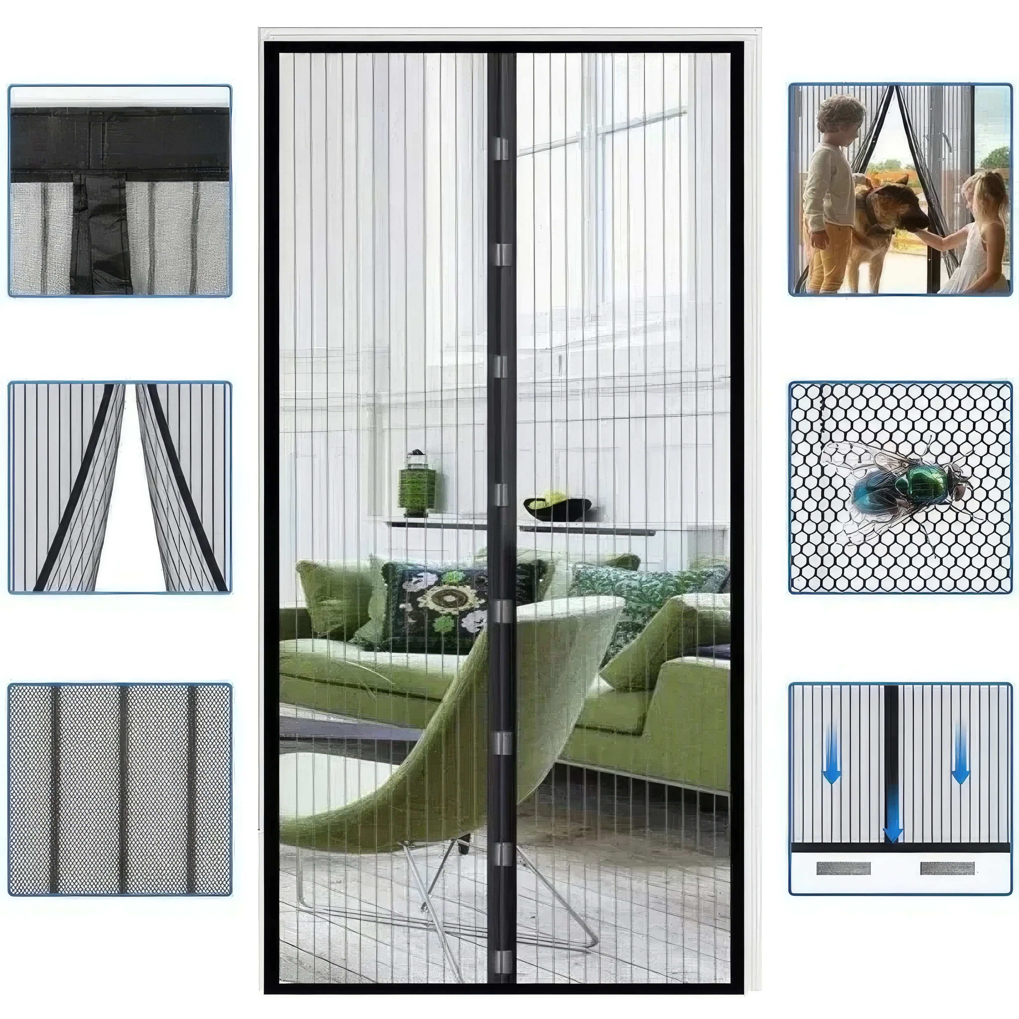 Magnetisch Vliegengordijn met Automatische Sluiting voor Deur 90x210 cm of 100x210 cm | Sansoti