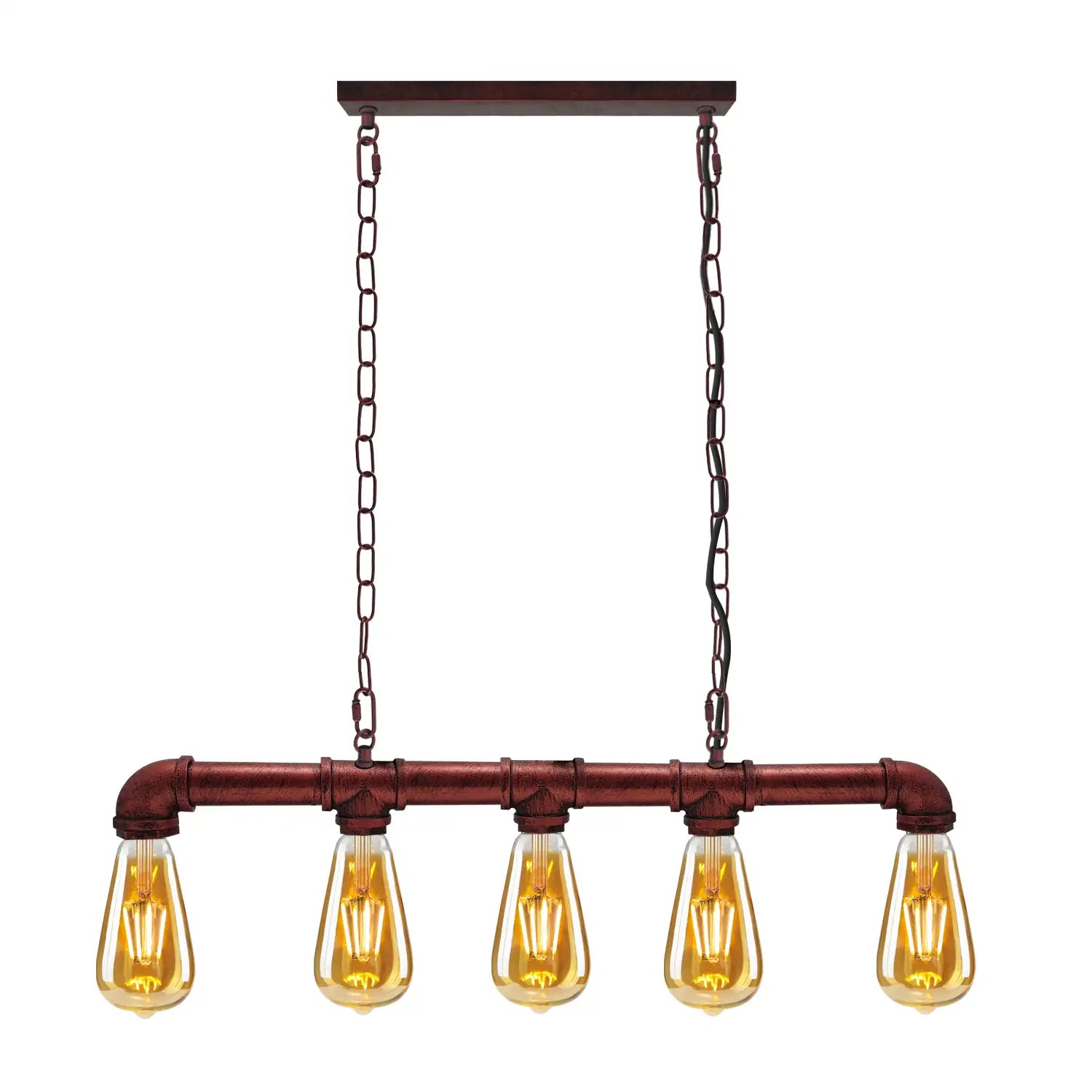 Suspension industrielle steampunk tuyau cuivre fer 110cm vintage plafonnier rétro