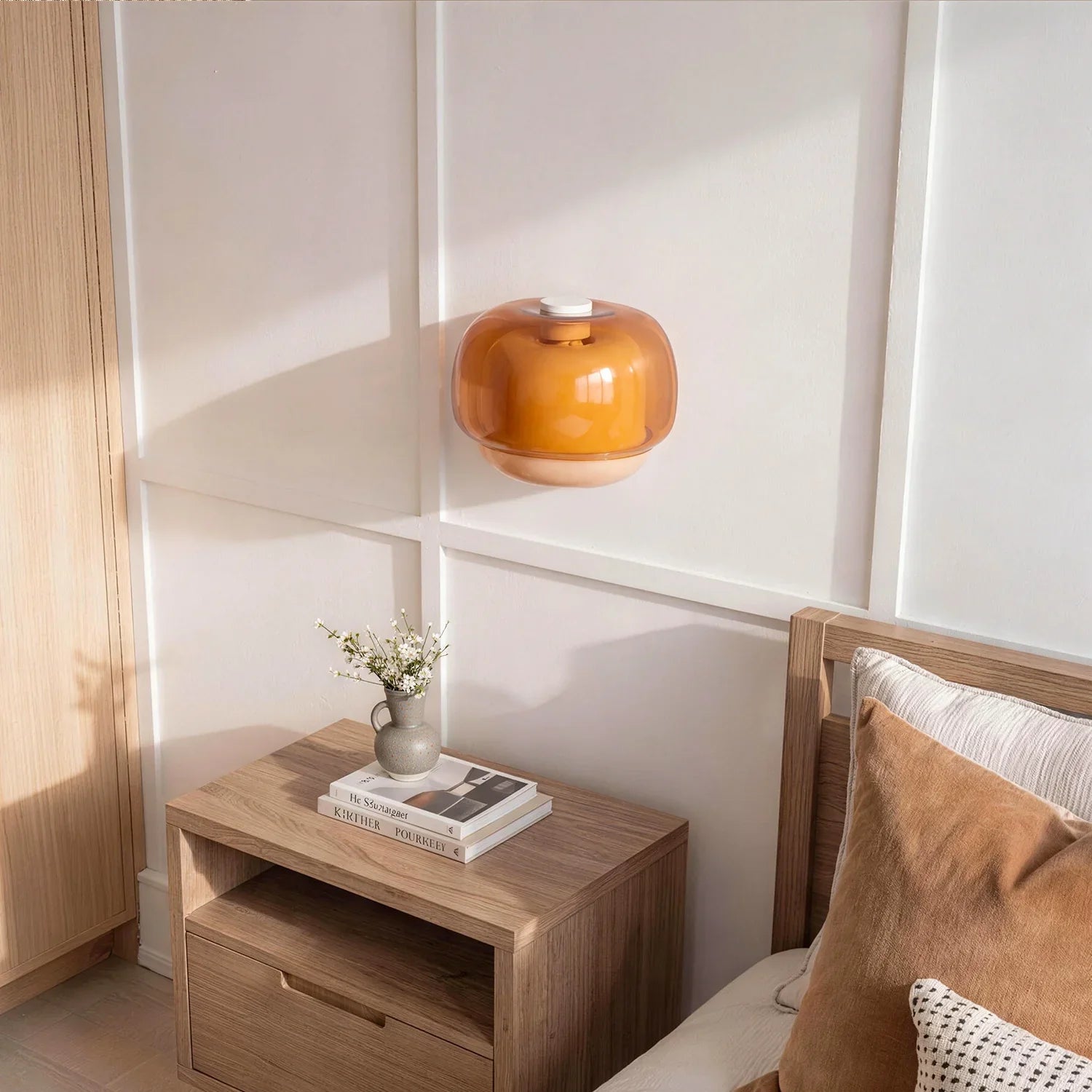Moderne Glazen Wandlamp met Dubbele Paddenstoelkap – Kleurrijk Accent voor Slaapkamer en Gang | Sansoti