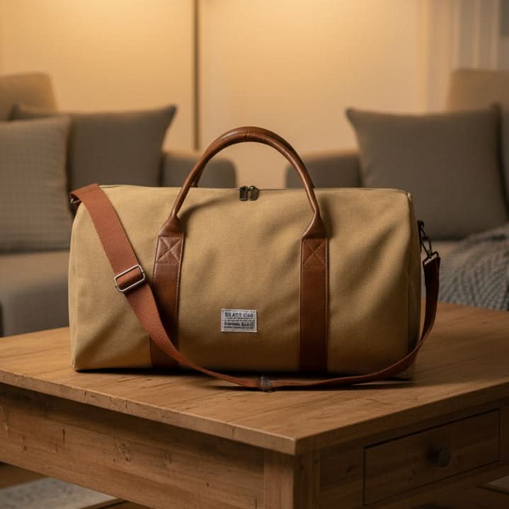 Vintage-Canvas-Wochenendtasche mit geräumigen Fächern für Reisen, Fitnessstudio und Sport, lässiger Retro-Stil, Reisetasche, Schultertasche | Sansoti