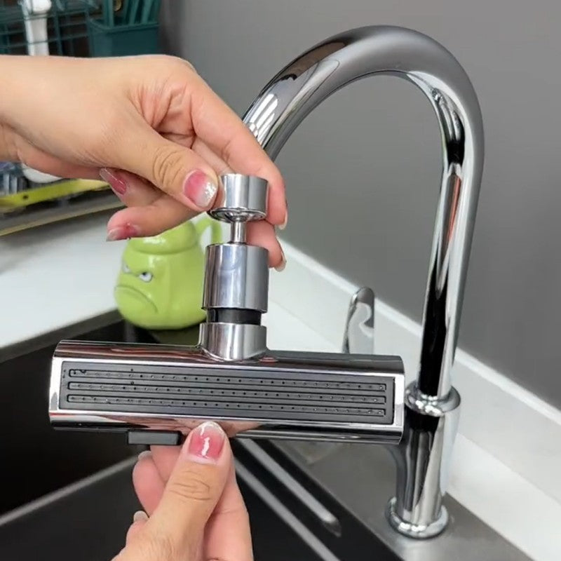 Kraanuitbreiding met Watervalsysteem Zwart of Zilver – Keukenkraan Accessoire met 4 Standen voor Multifunctioneel Gebruik | Sansoti