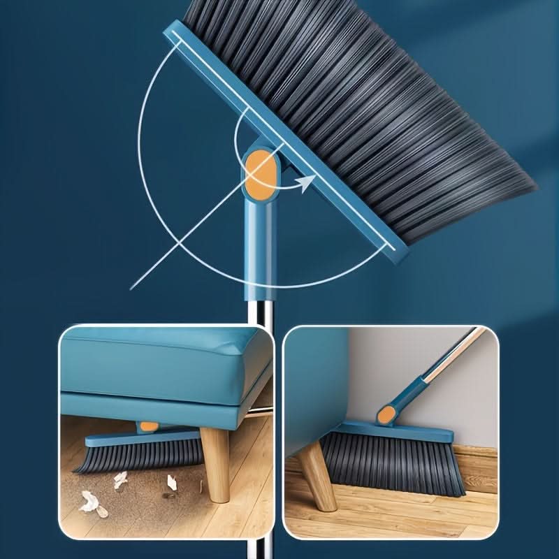 Besen mit Kehrblech-Set, langer Stiel, 124 cm, ergonomisches Reinigungswerkzeug zur aufrechten Aufbewahrung für den Haushalt | Sansoti