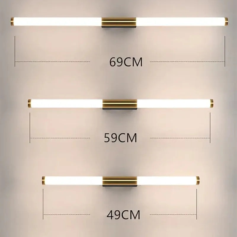 Lineaire Wandlamp Goud Metaal Acryl Badkamer Spiegel Waterdicht Modern Minimalistisch LED Verlichting | Sansoti