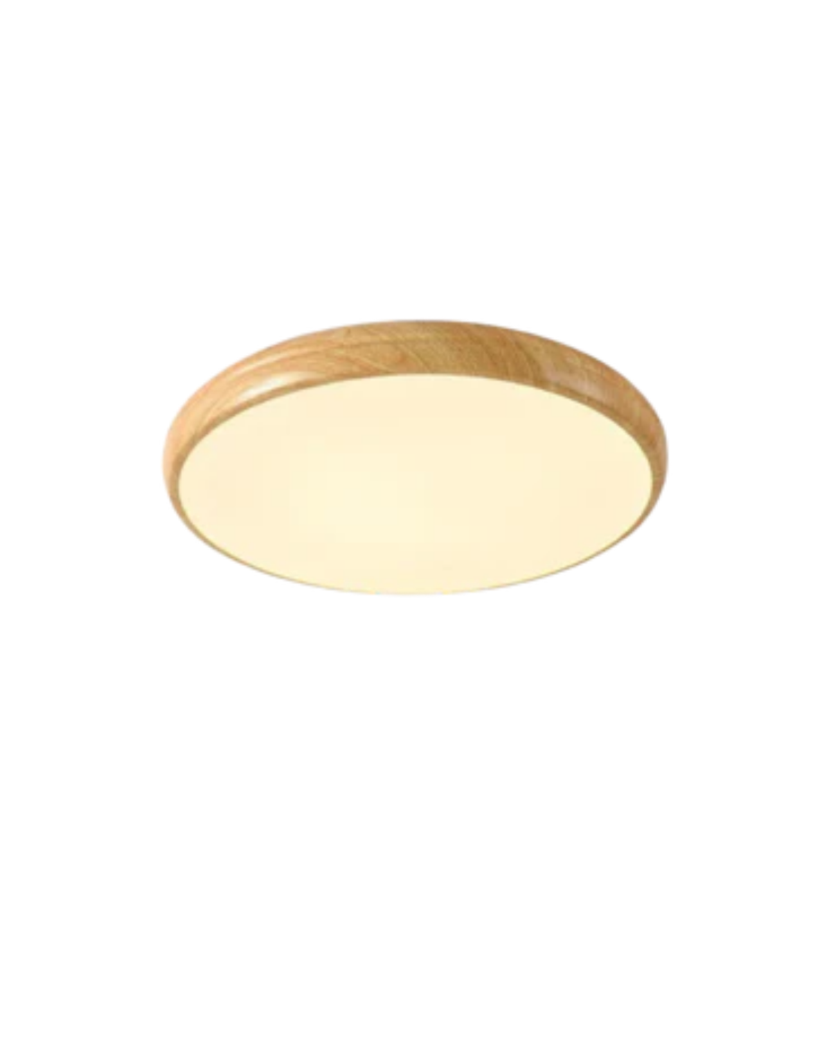 Ronde houten plafondlamp met warm diffuus licht voor serene woonruimtes | Sansoti