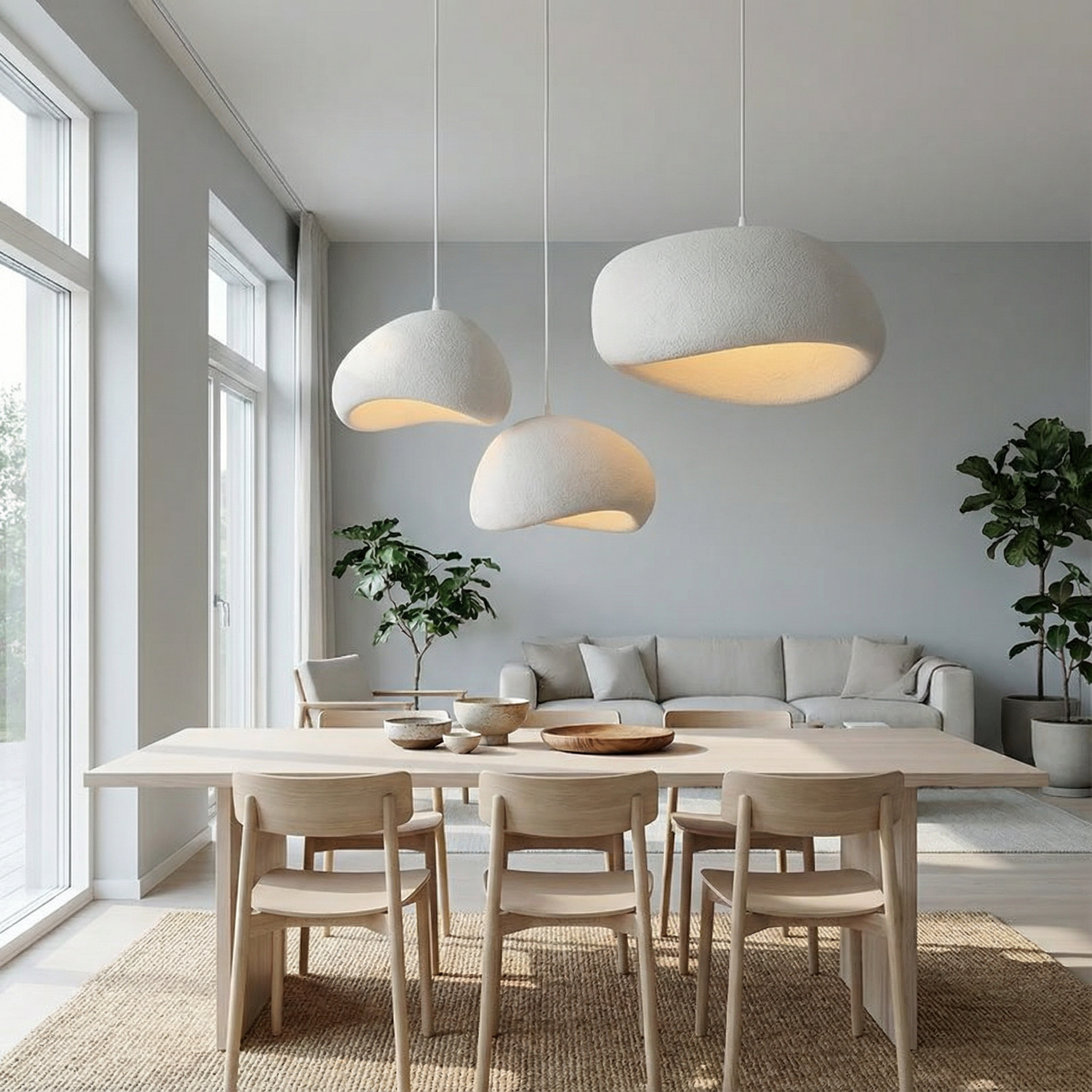 Minimalistische Hanglamp met Stenen Textuur – Moderne Verlichting in Scandinavische Stijl | Sansoti