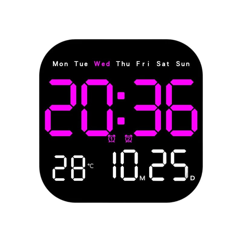 Digital Wall Clock with Remote Control Temperature Display Date Dimmable Modern Design for Office Bedroom | Sansoti