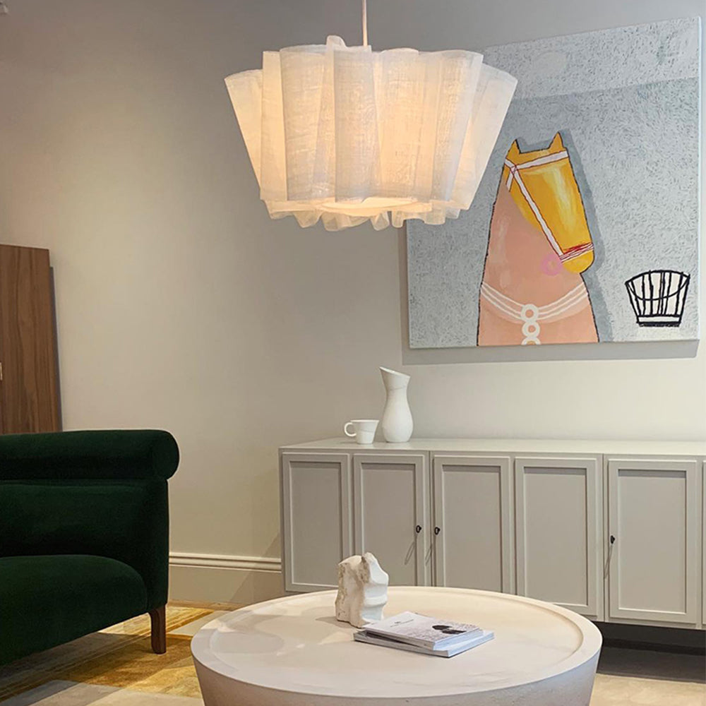 Geplisseerde Stoffen Hanglamp – Minimalistische Scandinavische Verlichting voor Eetkamer & Woonkamer | Sansoti