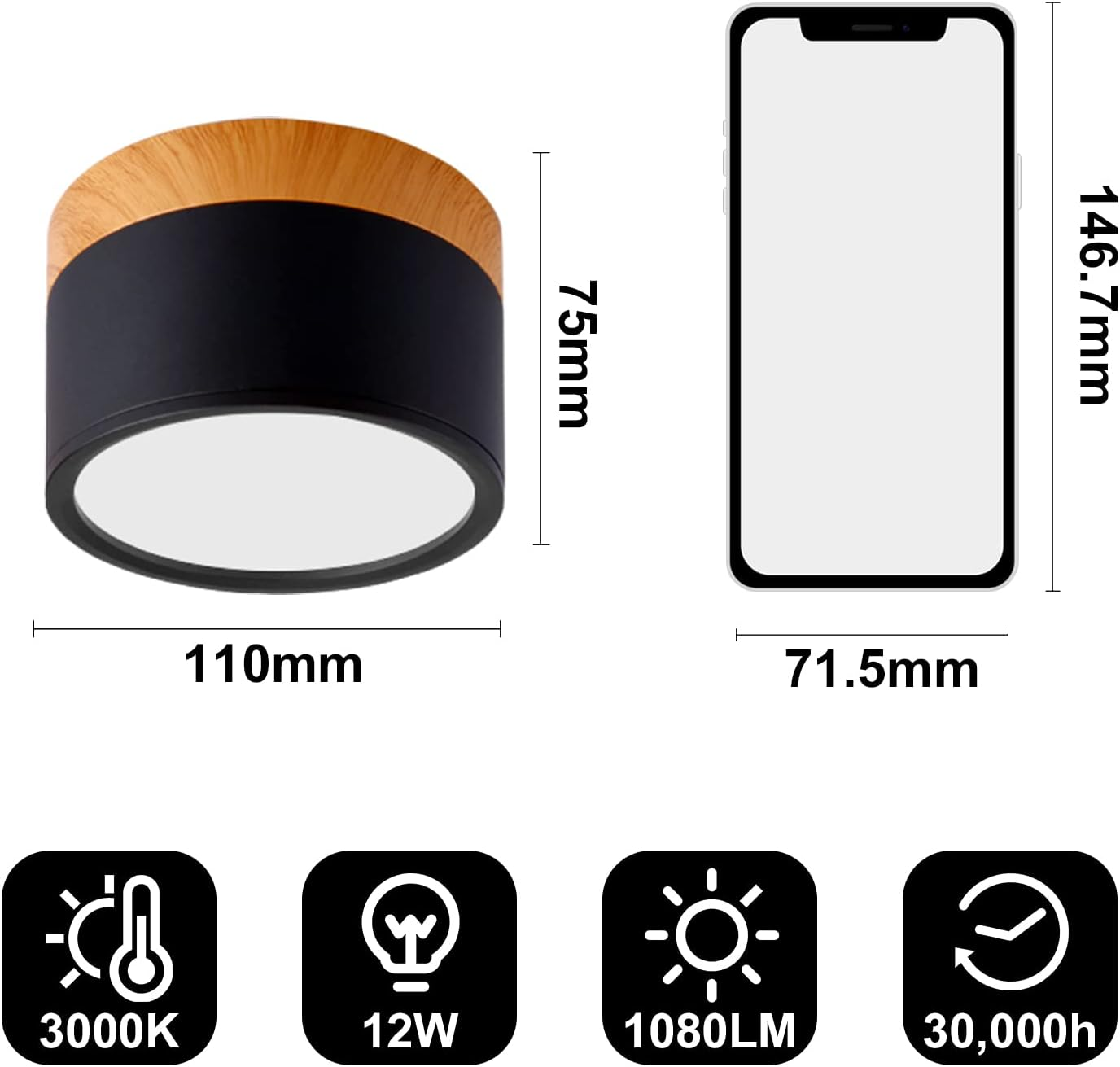 Cylinder kleine Deckenleuchte LED Holz modern Decke Flur Wohnzimmer kompakt Design | Restfield