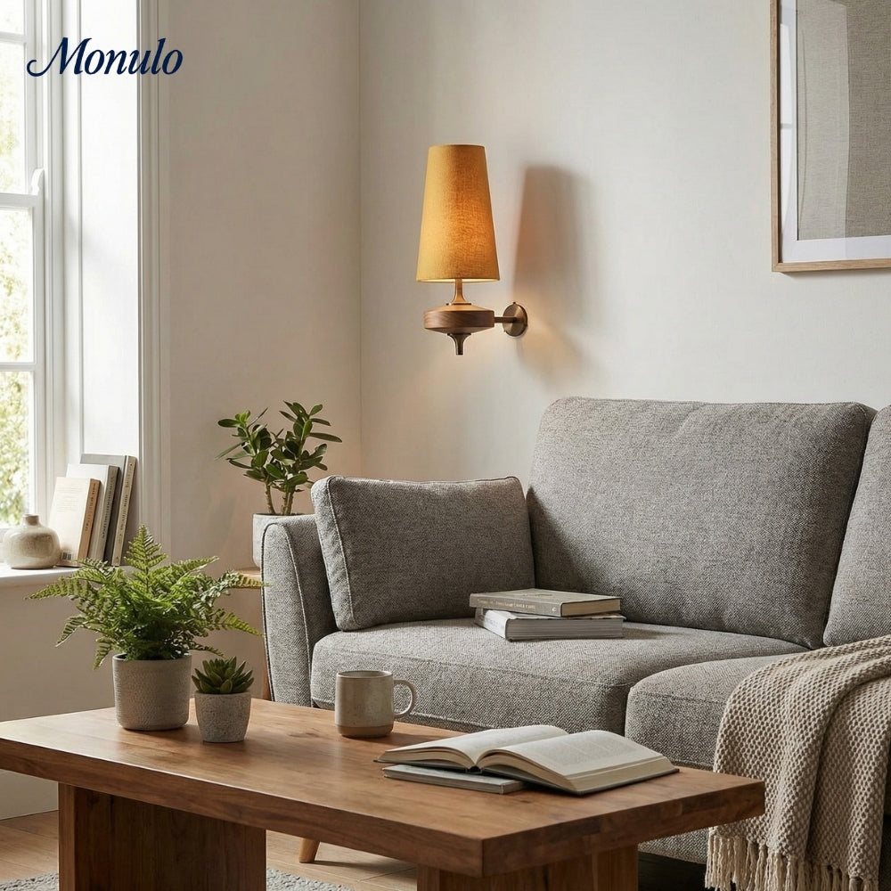 Retro Wandlamp met Stoffen Kap – Vintage Verlichting voor Slaapkamer | Sansoti
