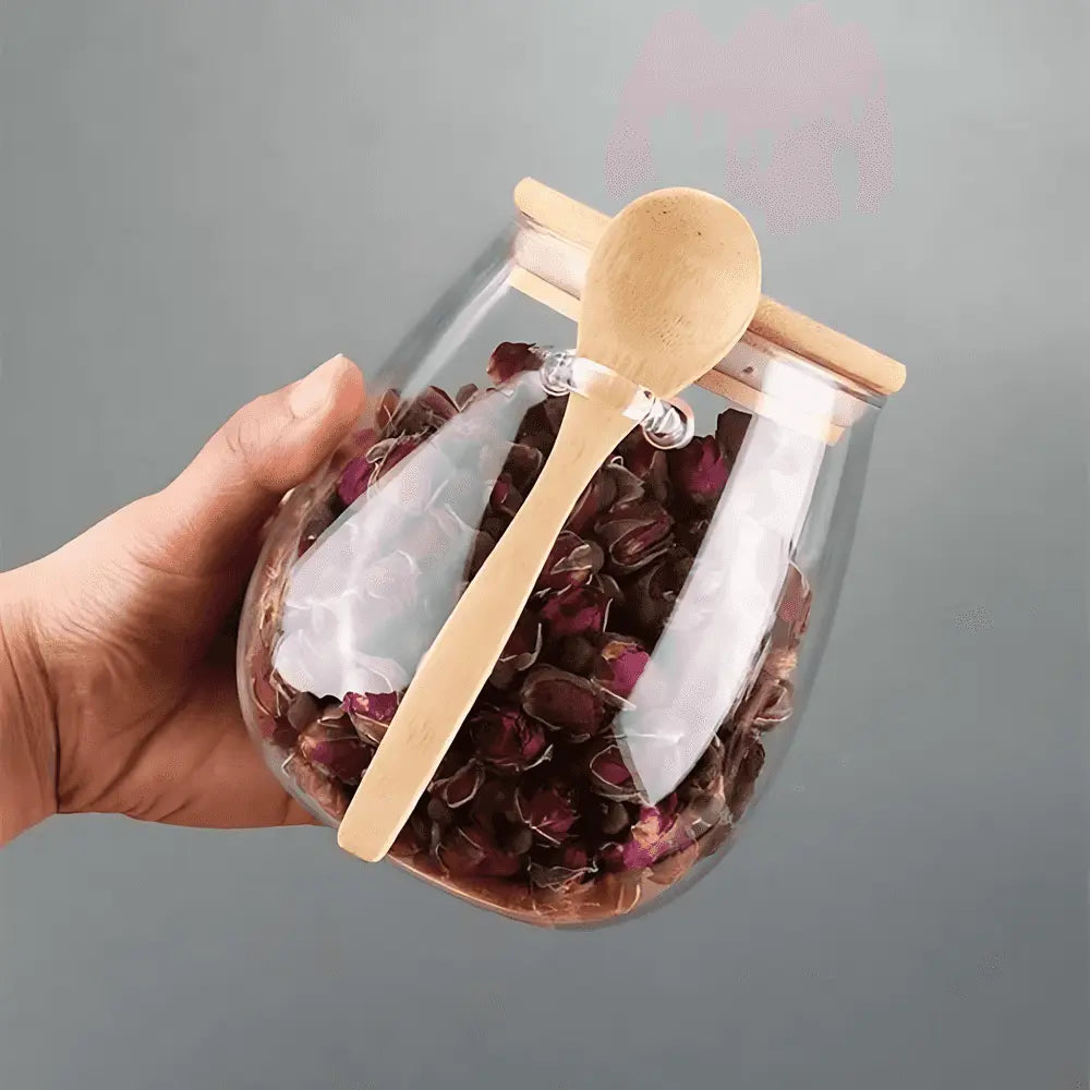 Vorratsgläser mit Bambusdeckel Luftdicht Kaffee Tee Müsli Küchen Set | Restfield