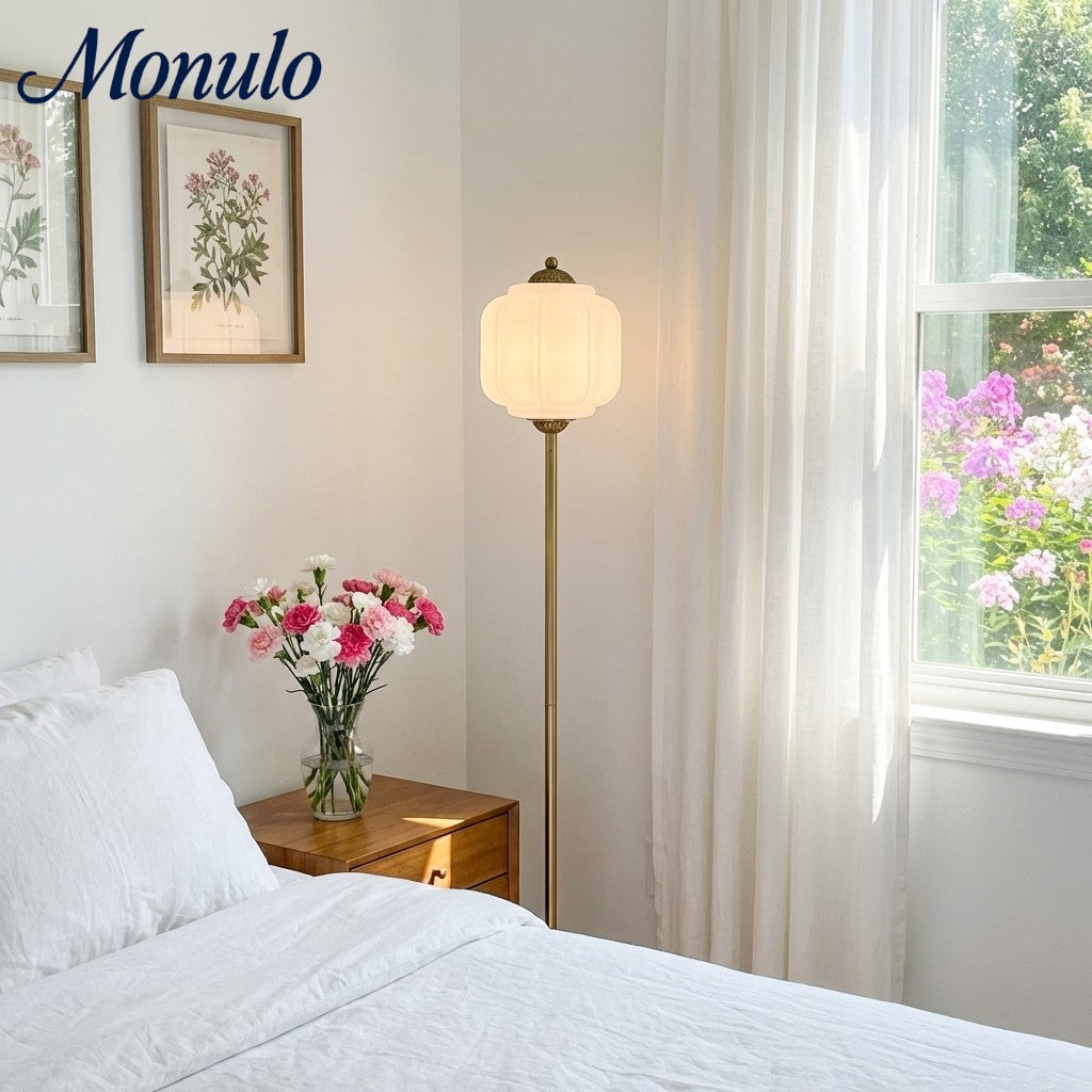 Decoratieve Glazen Pompoen Vloerlamp Retro Organische Stijl Woonkamer Staande Lamp | Sansoti