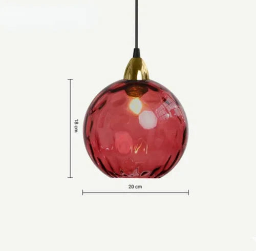 Glazen Bol Hanglamp met Gekleurde Glaskap voor Eetkamer Woonkamer | Sansoti