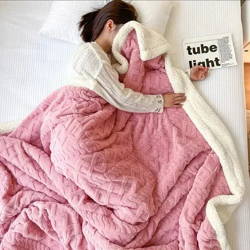 Dikke Winterdeken Lamswol Dubbelzijdig Fleece Warm Zachte Plaid Slaapkamer Bed 200x230 Thermisch Comfort | Sansoti