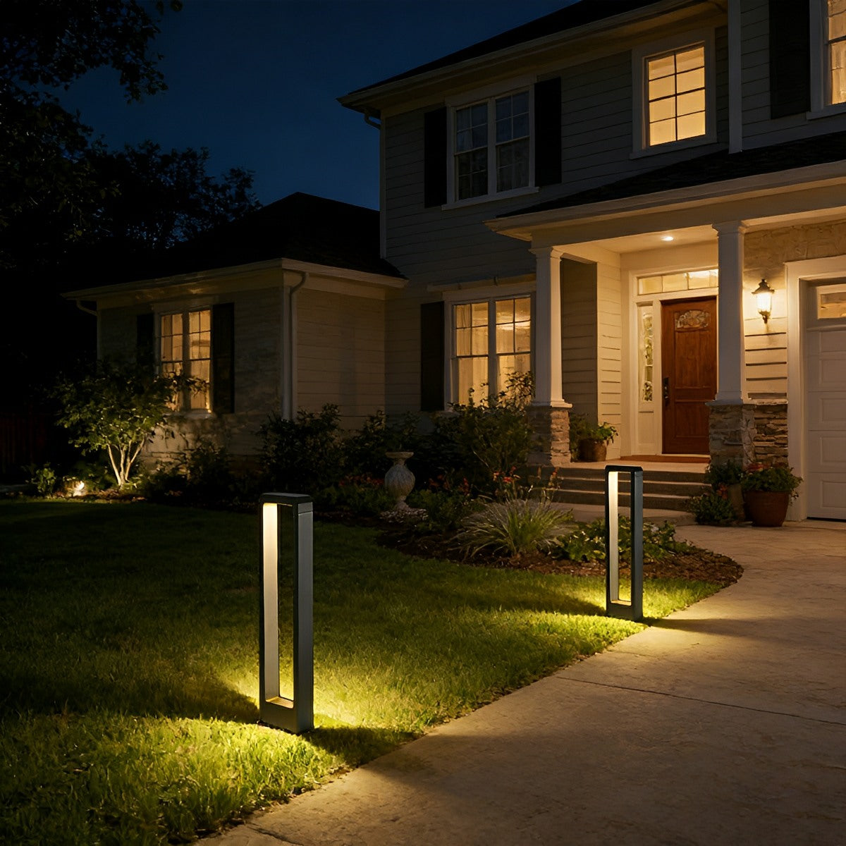 Outdoor Bollard Light Black Aluminum IP65 Waterproof LED Garden Lighting Pathway Lighting Outdoor Lighting | Sansoti