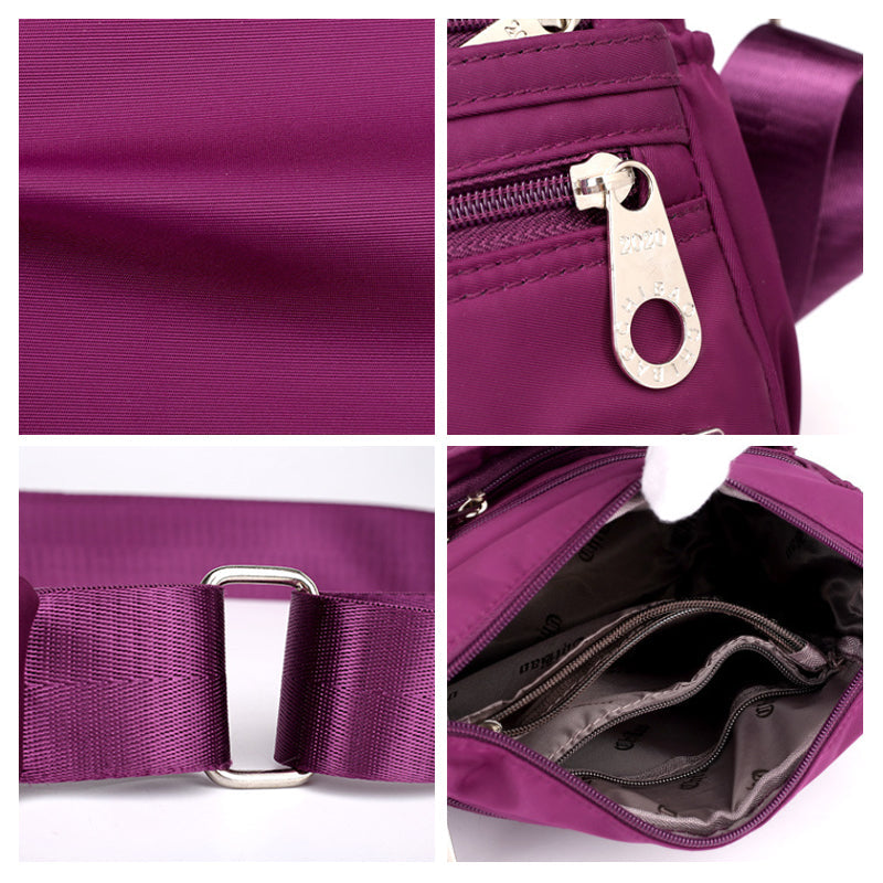 Crossbody Shoulder Bag Nylon Water-Repellent Multiple Compartments Adjustable Strap Women's Travel Everyday Use Compact | Sansoti