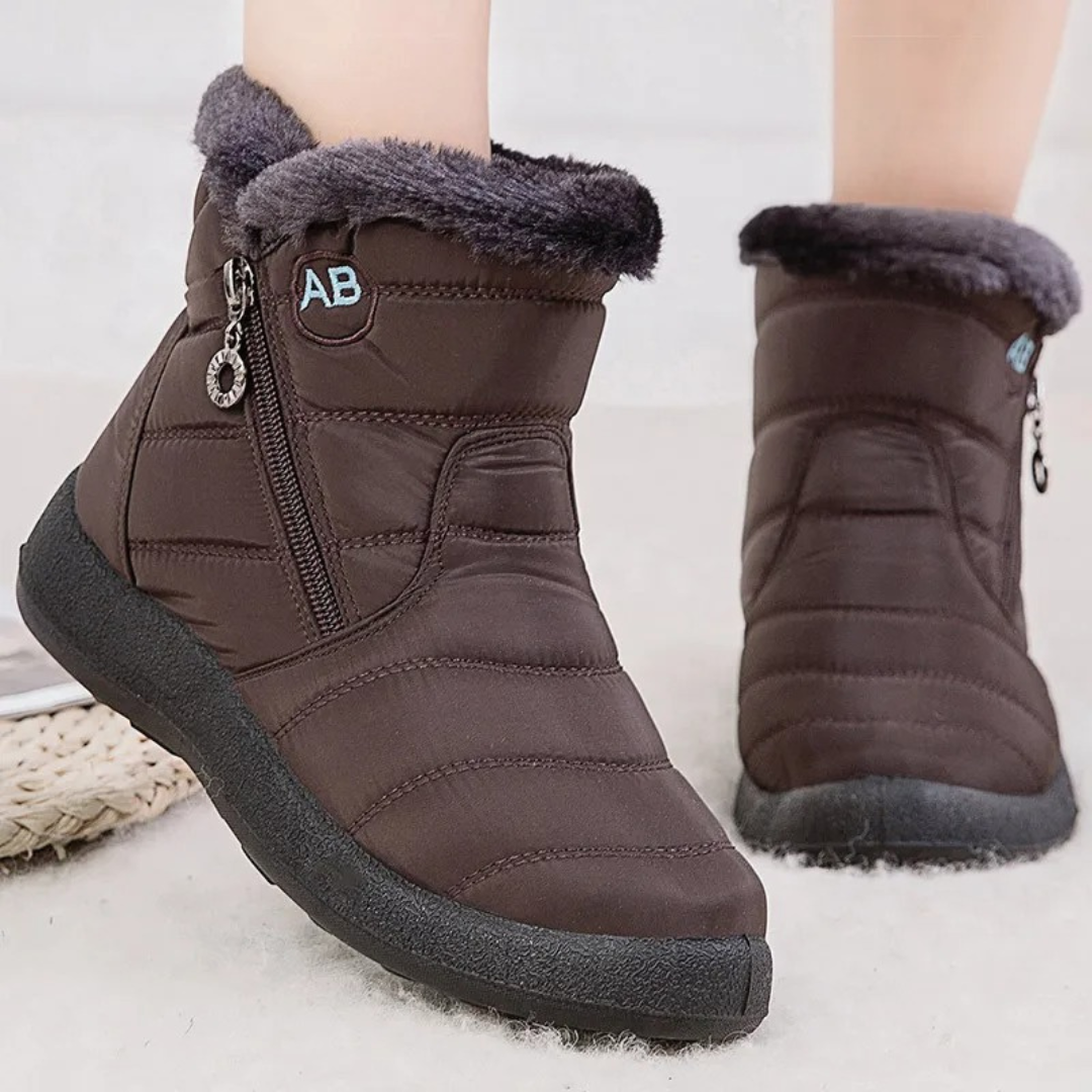Wasserdichte Winterstiefel mit Plüschfutter und rutschfester Gummisohle für Damen, Schneestiefel, Winterschuhe, warm | Sansoti