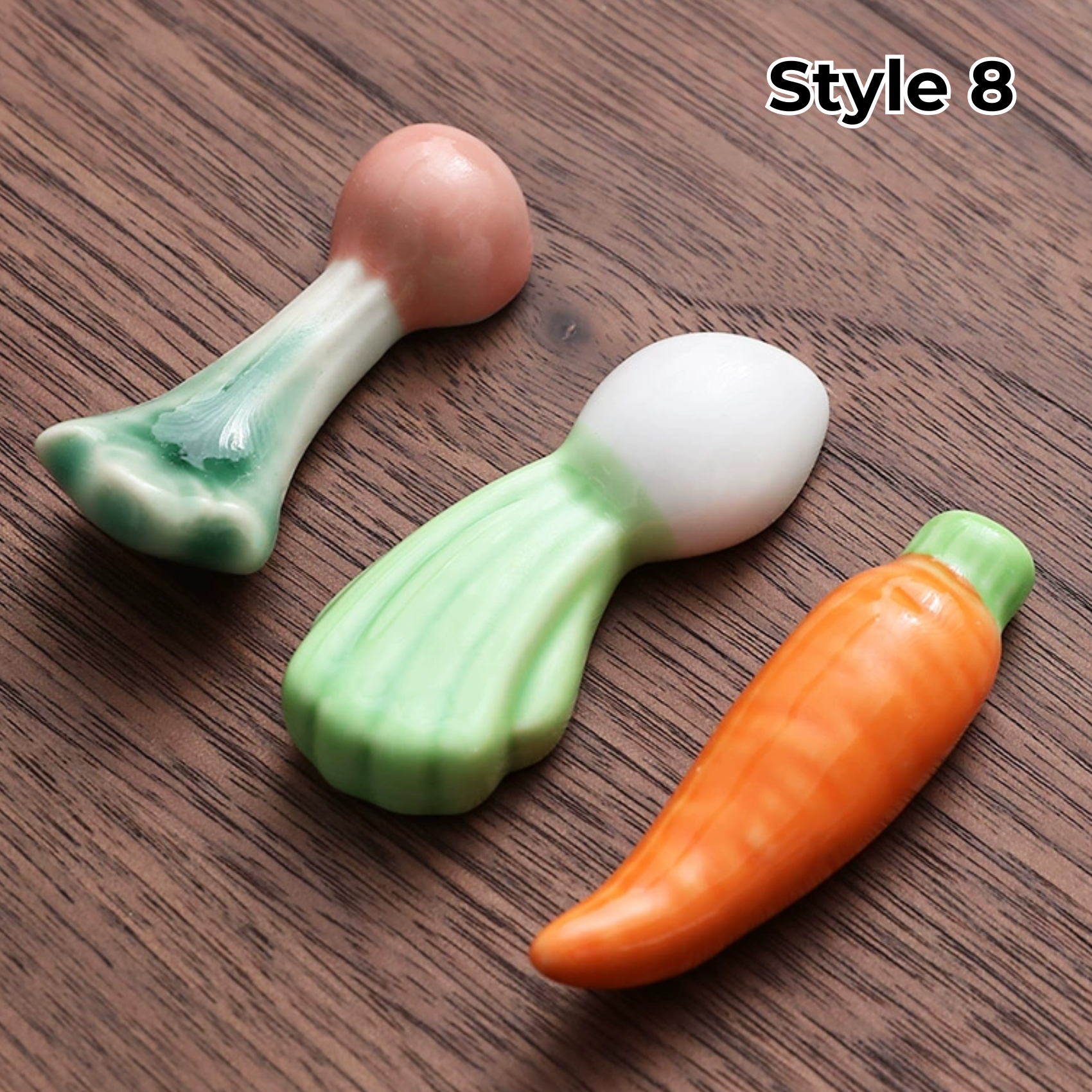 Support à baguettes en céramique avec motifs animaux et fruits – Lot de 3 | Sansoti