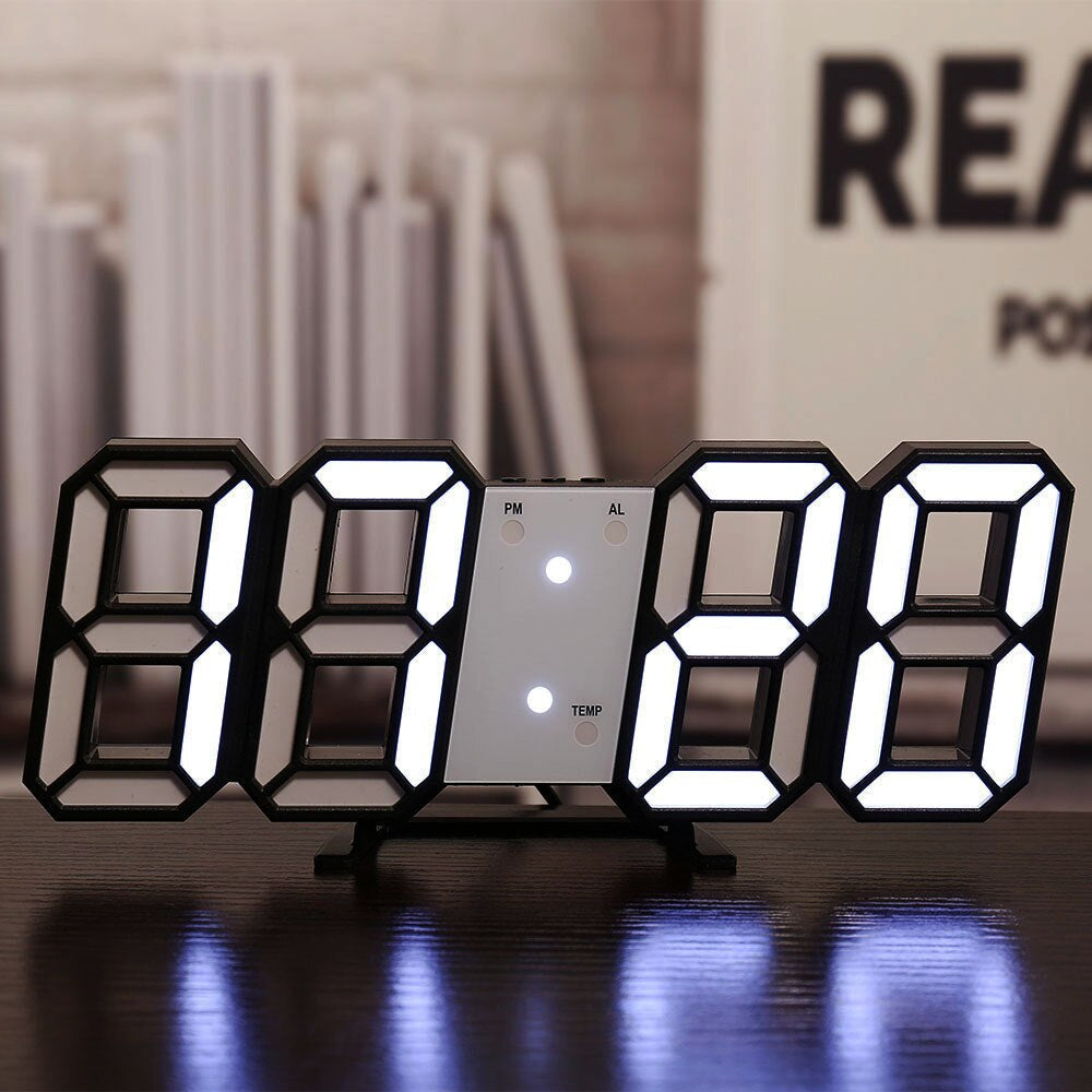 Digitale Wanduhr mit Temperaturanzeige und Alarm – LED-Display mit automatischer Helligkeitsanpassung | Sansoti