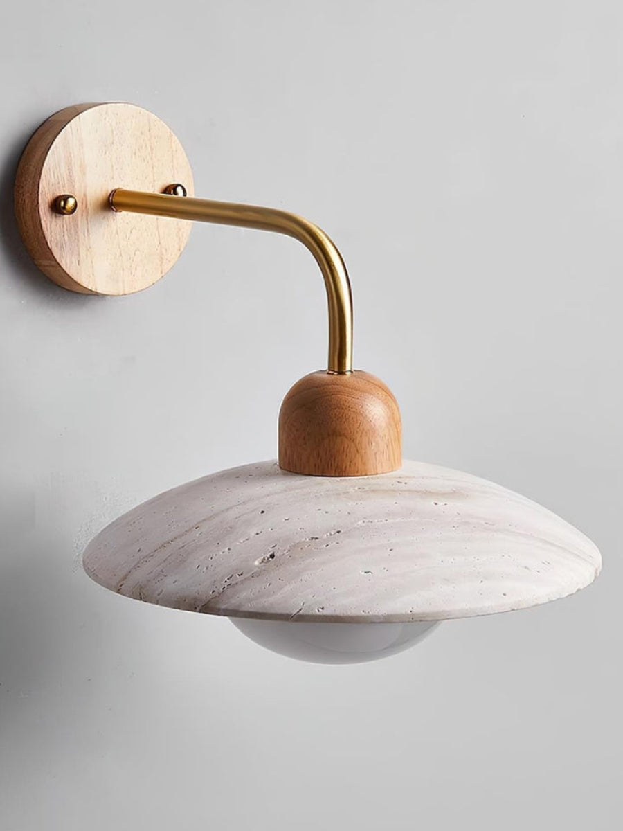 Travertijn Wandlamp Minimalistische Schijf Design Natuursteen Verlichting voor Woonkamer Slaapkamer Gang Moderne Interieur Wandverlichting met Warm Licht | Sansoti