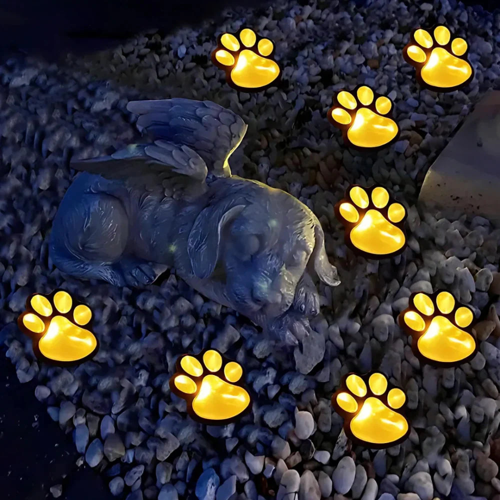 Solar Garden Lighting Paw Print Shaped LED Warm White Decorative Path Light for Outdoor | Sansoti