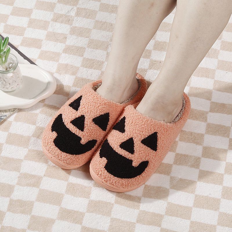 Halloween-Hausschuhe mit Kürbis- oder Geistermotiv, rutschfester Sohle, warmem Plüsch, bequem, unisex, Größe 37-44 | Sansoti