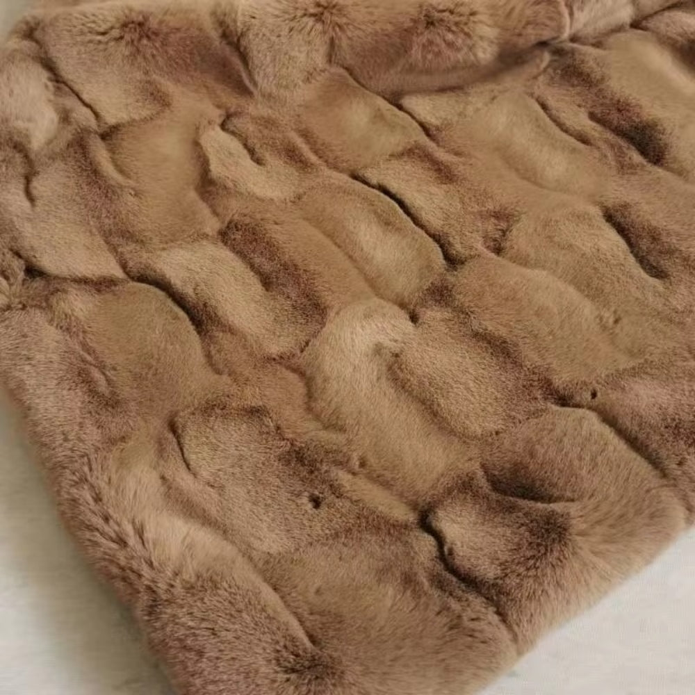 Doppellagige Kunstfell-Decke 180x150cm Mocha Taupe Warm Weiche Mikrofaser-Decke Wohnzimmer Schlafzimmer | Sansoti
