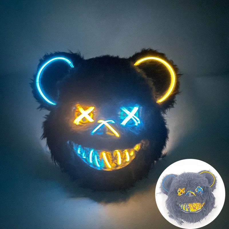 Oplichtend LED Neon Masker Beer Konijn Horror Halloween Griezelfeest Verkleedkostuum Spookhuis Party Decoratie | Sansoti
