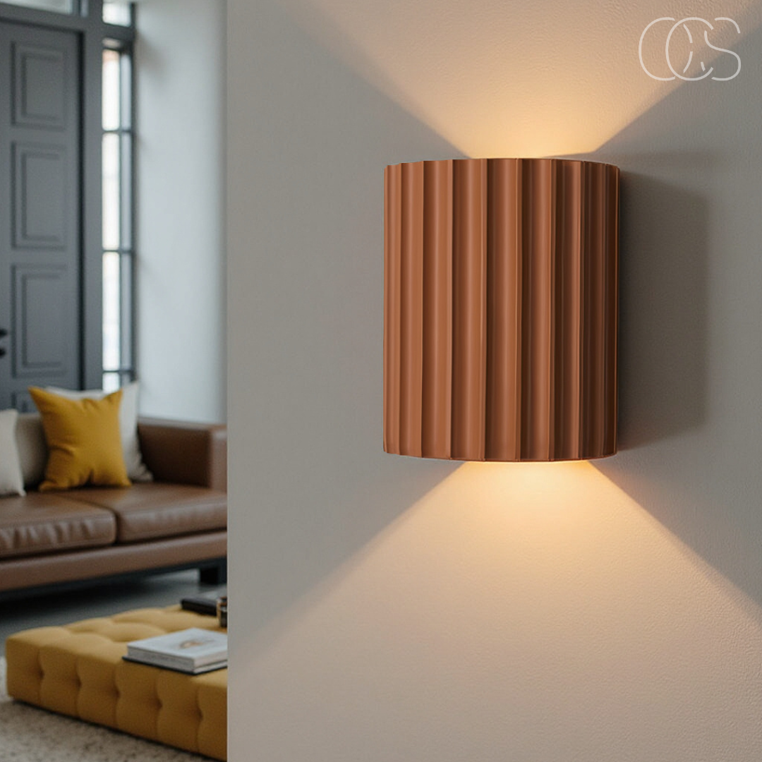 LED Wandlamp met Geribbeld Reliëf Bidirectioneel Licht Dimbaar Kunsthars 14x8x16,5cm Hal Slaapkamer Woonkamer | Sansoti