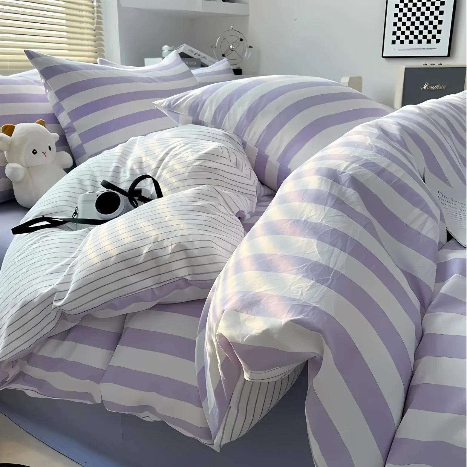 Parure de housse de couette Rayée Classique Simple Double Queen King Linge de lit | Restfield