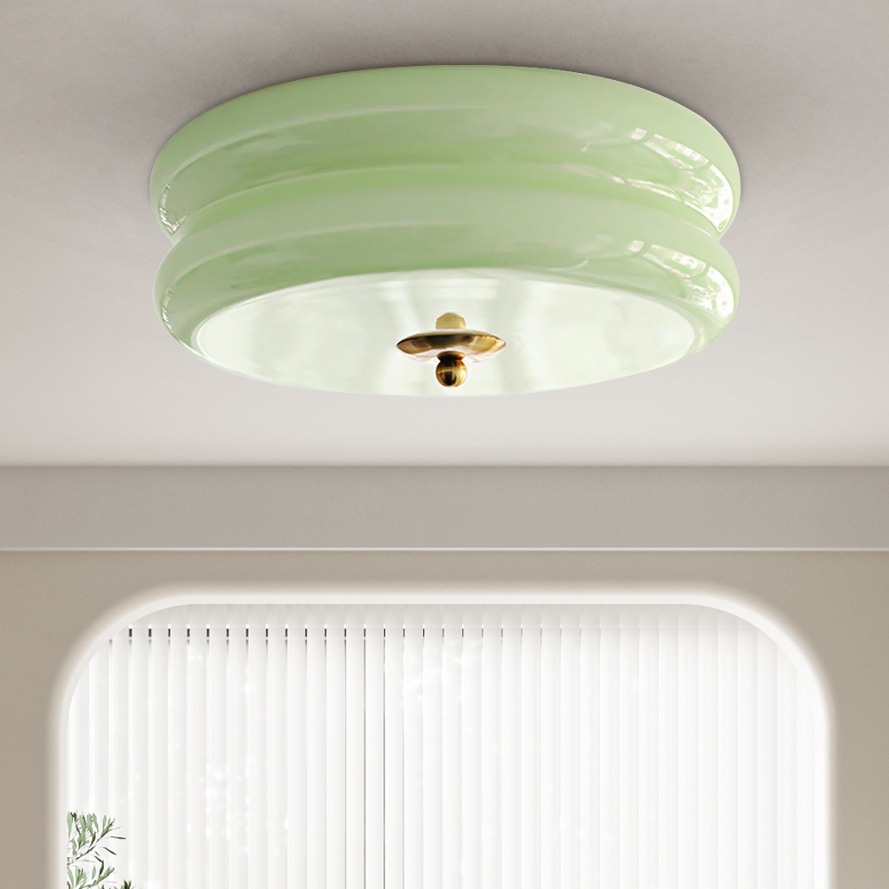 LED plafondlamp glas metaal crème 13 cm slaapkamer woonkamer art deco plafondverlichting rond warm licht neutraal licht wit licht | Sansoti