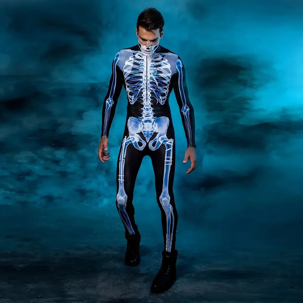 Skelett-Bodysuit für den ganzen Körper mit anatomischem Knochendruck für Themenpartys und Halloween-Verkleidungen | Sansoti