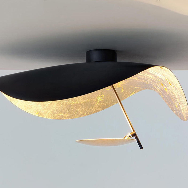 Metal pendant light with twisted rod, gold leaf, warm light for kitchen island, dining area, living room, 3 color options | Sansoti