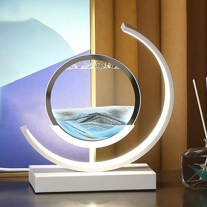 Lampe de table LED acrylique pivotante paysage de sable noir salon chambre lampe d'ambiance lampe de chevet lampe décorative | Restfield