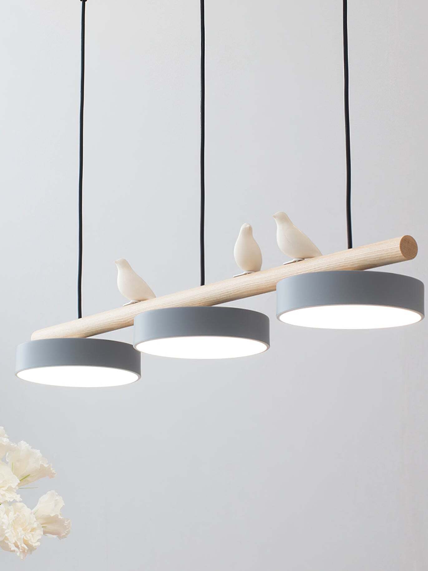 Hanglamp Hout Design Vogelvorm Drie Kappen Scandinavisch Keukeneiland | Sansoti