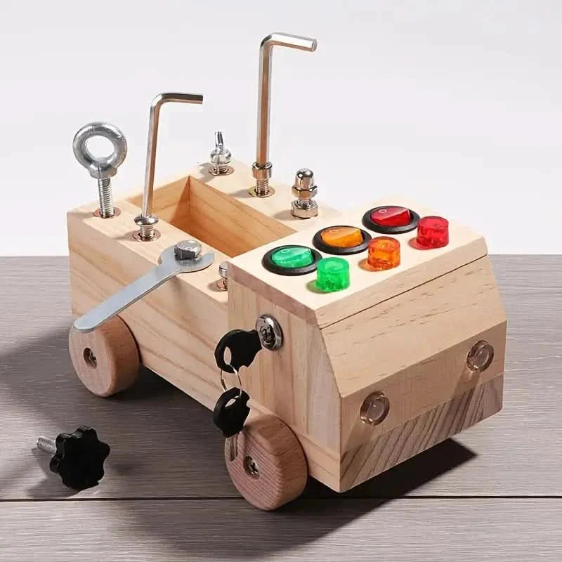 Busy Board Hout Montessori Fijne Motoriek Peuter Educatief Speelgoed LED | Sansoti