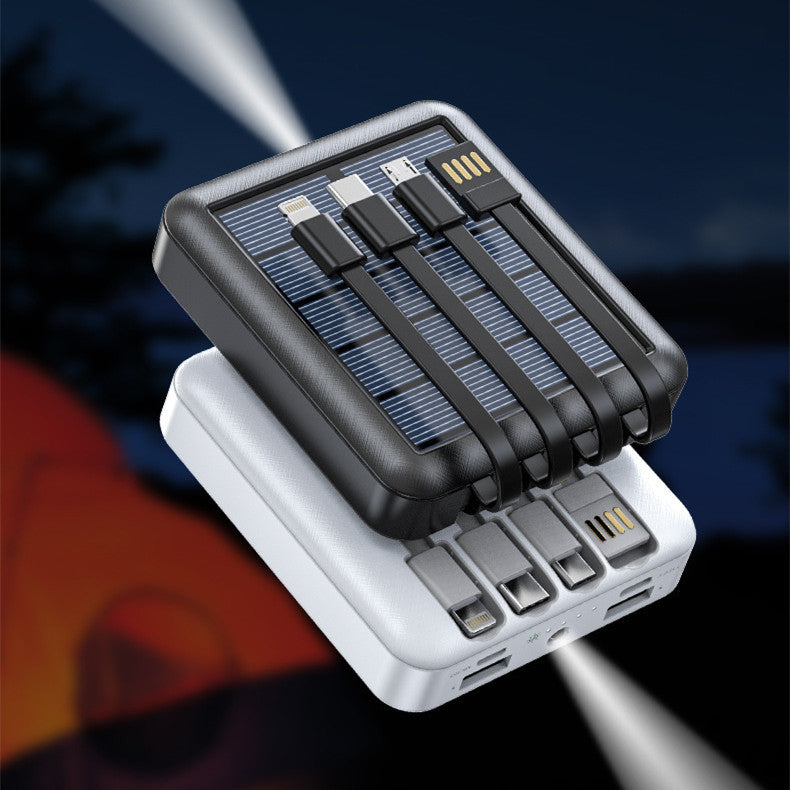 Draagbare Zonne-Energie Powerbank met LED-Zaklamp en Meerdere Oplaadpoorten – Ideaal voor Outdoor, Camping en Noodgevallen | Sansoti