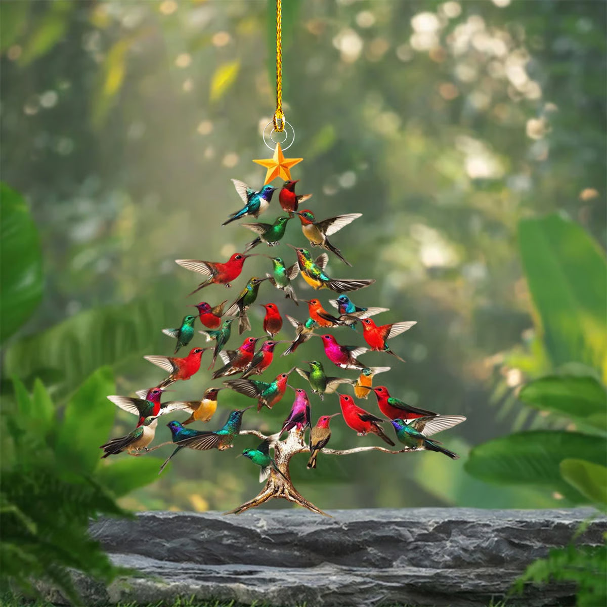 Ornement de Noël en verre cristallin en forme d’oiseau Réflexion de la lumière Décoration suspendue pour sapin de Noël et fenêtre Éclat coloré | Sansoti