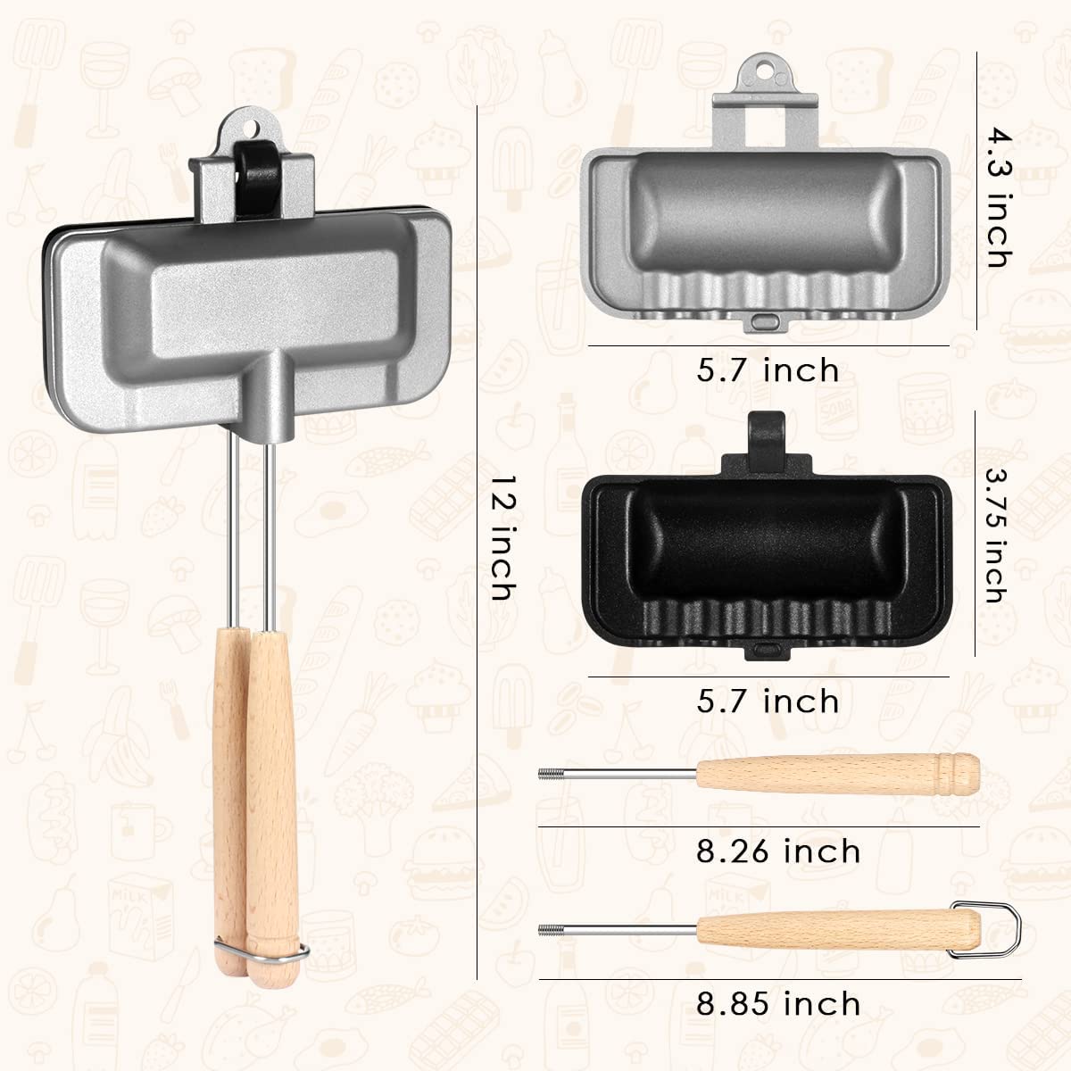 Dubbelzijdige Sandwichbakpan – Aluminium Antiaanbaklaag voor Snel Bakken – 30,5 cm | Sansoti