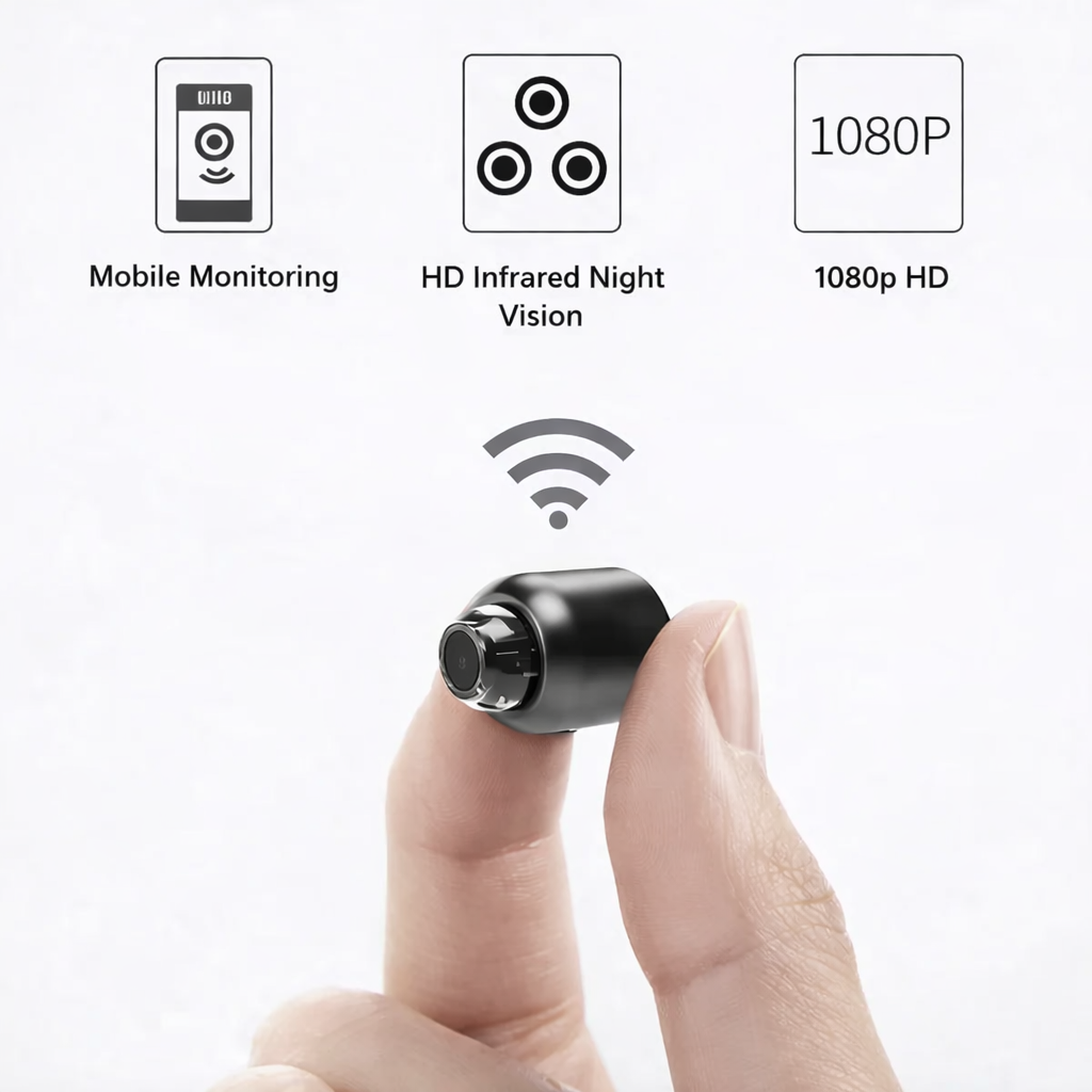 Caméra de sécurité Wi-Fi compacte avec vision nocturne et Full HD 1080p pour intérieur | Restfield