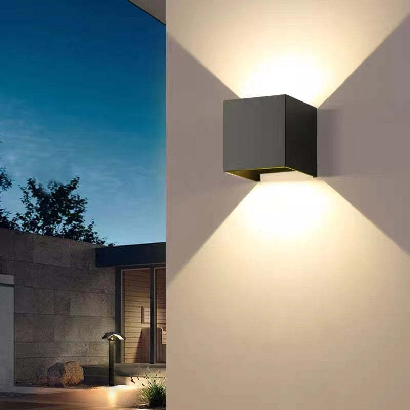 Square Outdoor Wall Light LED Adjustable Black White Gray Waterproof IP65 Metal Acrylic Garden Lighting | Sansoti