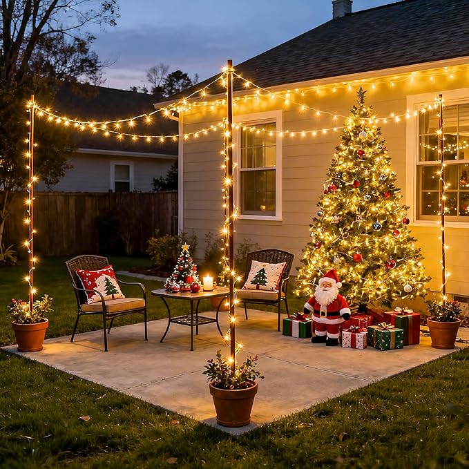 LED-lichtsnoer 500 Lampjes Warmwit Zilverkleurige Draad 50m Kerst Binnen Buiten Feestverlichting Decoratie | Sansoti