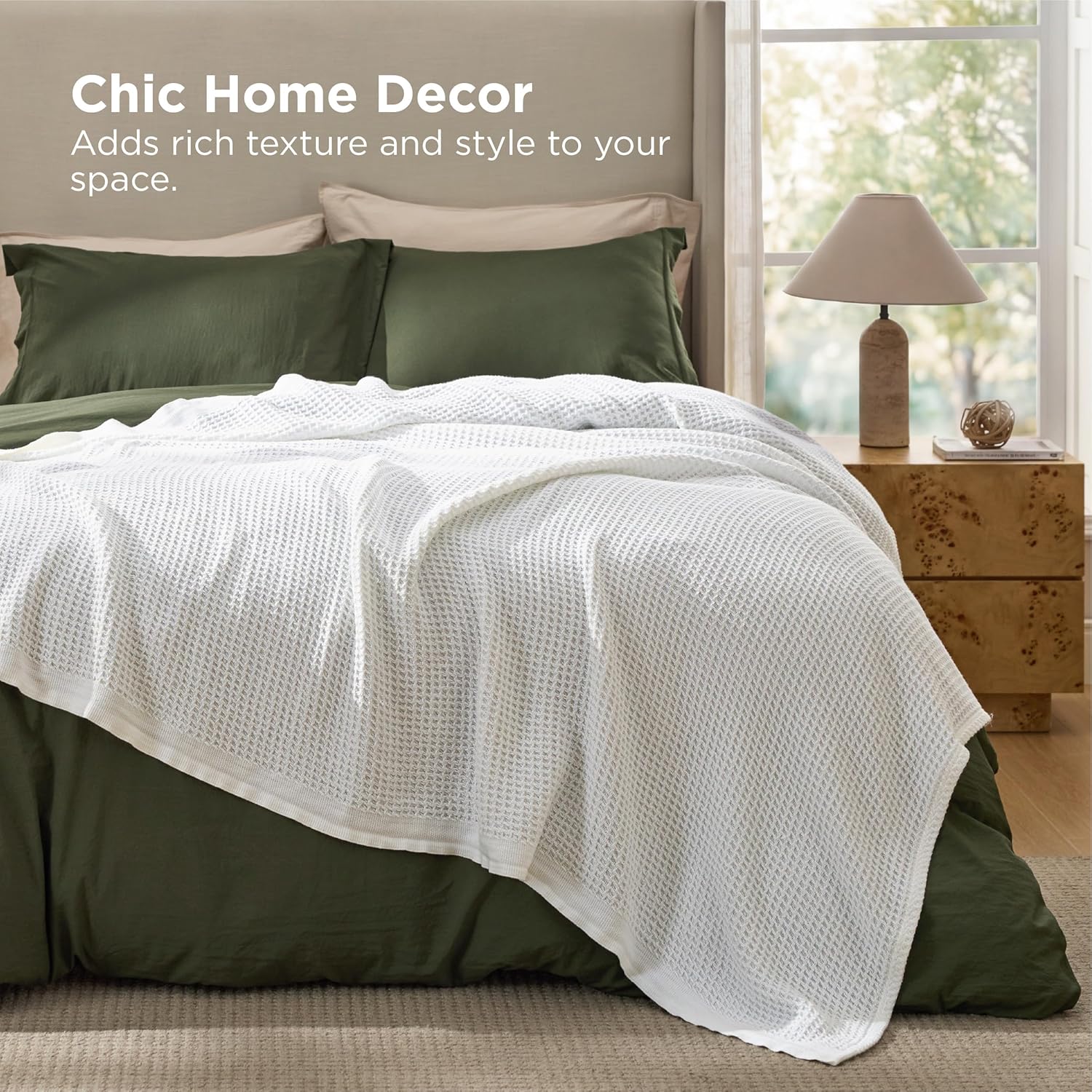 Lichtgewicht Katoenen Wafelplaid Tweepersoonsbed Zacht Ademend Deken Scandinavisch Design 90x90 cm Woonkamer | Sansoti