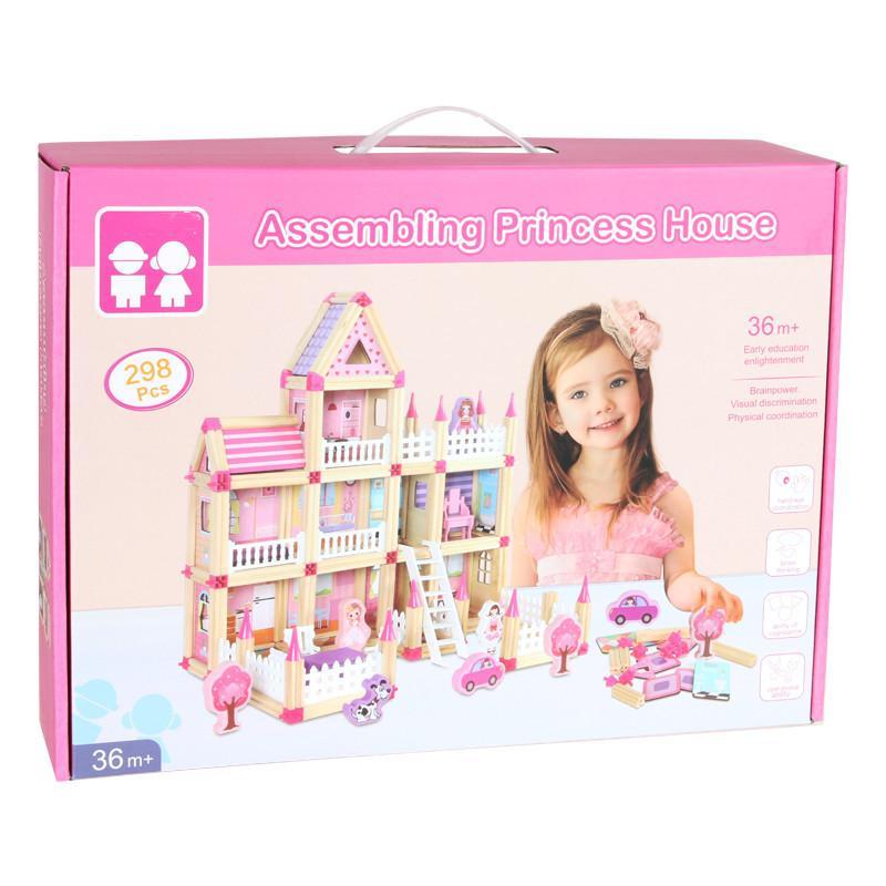 Maison de poupée en bois à construire soi-même, jouet pour enfants, 268 à 298 pièces, éducatif et créatif, jeu d’imagination | Sansoti